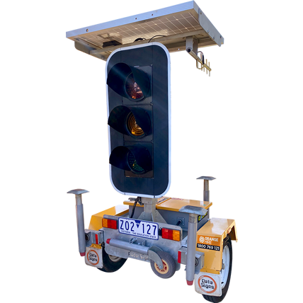 Orange Hire Portable Traffic Lights Solar Powered