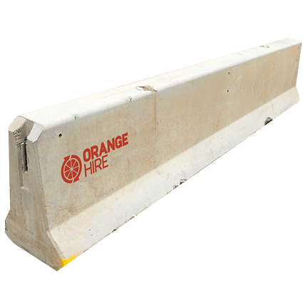 Orange Hire F Type Concrete Barrier
